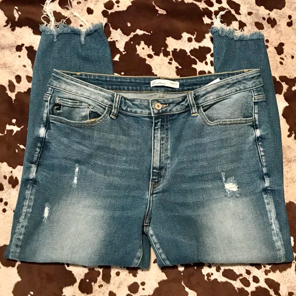 KanCan for Maurices skinny distressed highrise stretch ankle jeans plus size 32